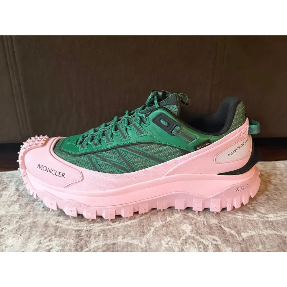 $995 NIB Moncler Trailgrip Pink Green GTX Low-Top Sneakers Shoes Size 44(11)D